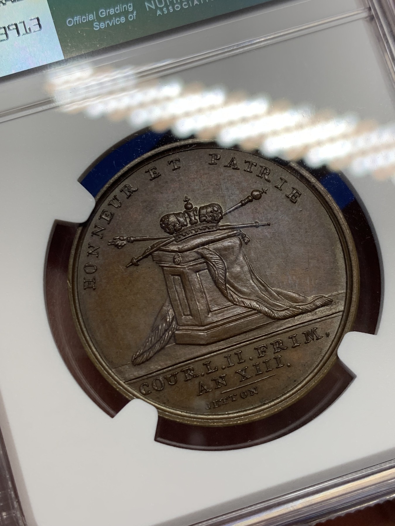 《竞宝斋》第262场-周日，周一，周二 3场连拍 (全场包邮) NGC-MS64 法国拿破仑一世1804年加冕纪念铜质jeton，早期光边原铸