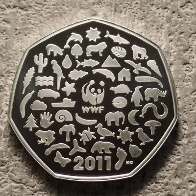 0起1加-纯粹捡漏拍-316银币套币场 - 英国2011年50便士WWF组织50周年精制纪念银币