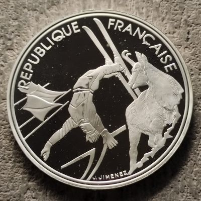 0起1加-纯粹捡漏拍-316银币套币场 - 法国1990年100法郎阿尔贝维尔冬奥会精制纪念银币-自由式滑雪