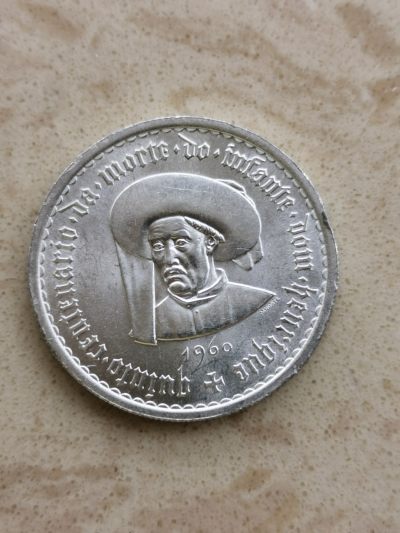 道一币馆币章第五十七场 - 葡萄牙1960年航海家亨利王子逝世500周年10埃斯库多纪念银币