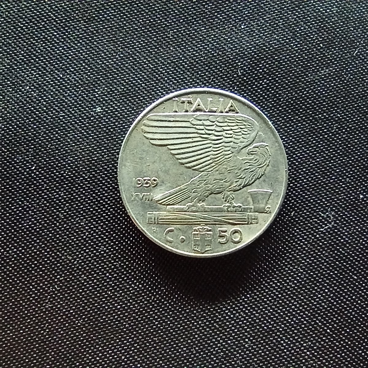 邮泉阁限时拍卖第四场 意大利硬币专场 二战意大利1939年50分年号ⅹⅴⅢ无磁