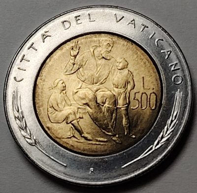 布加迪🐬～世界钱币🌾第 105 期 /  梵蒂冈🐦/圣马力诺🐬/意大利🦜等国专场 - 梵蒂冈🇻🇦 教皇约翰·保罗二世 1982 年 500里拉～教育