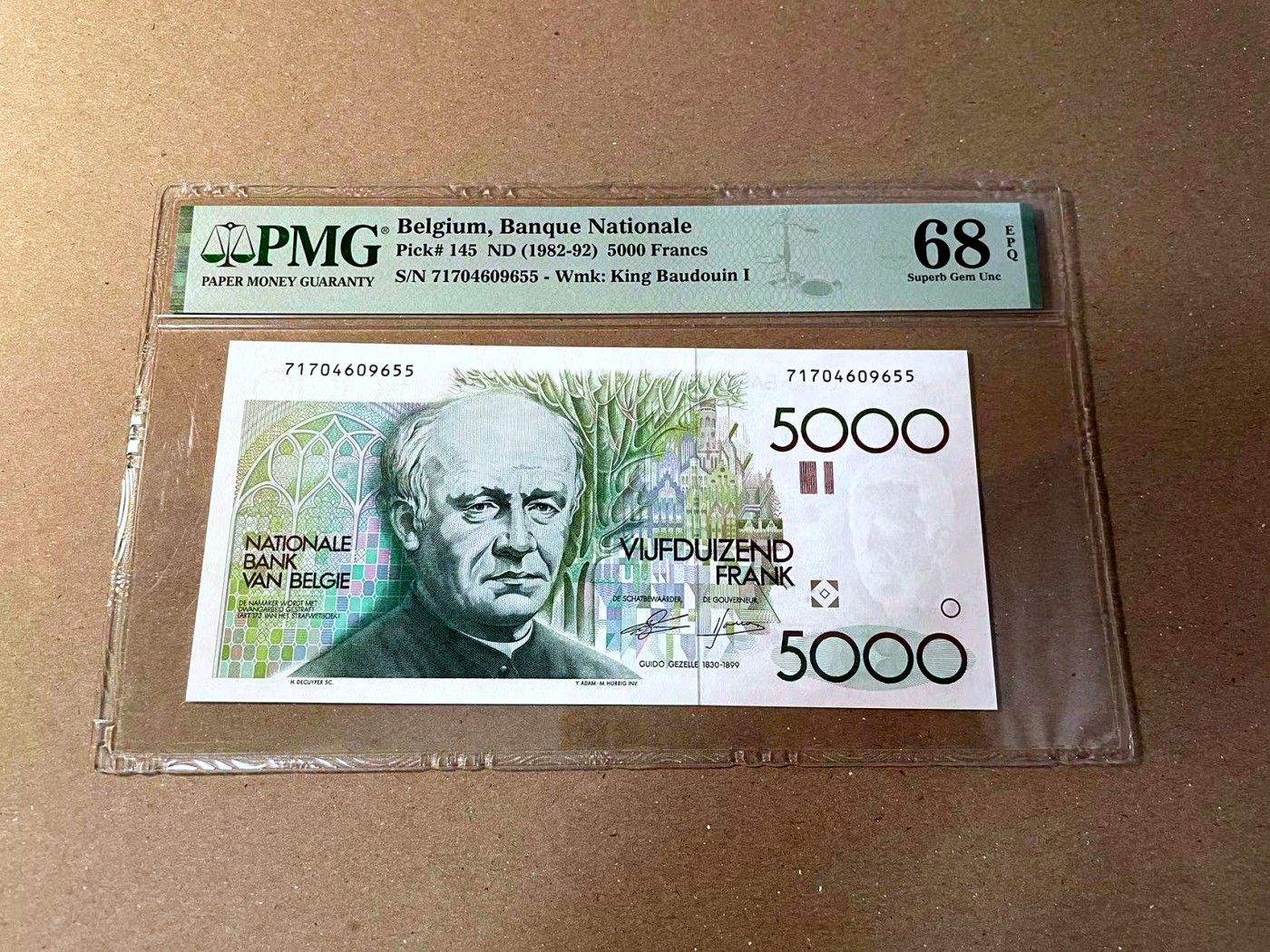 【Blue Auction】✨世界纸币精拍第466期【精】 比利时 1982-92年5000法郎 大蜻蜓 PMG68EPQ 超高分