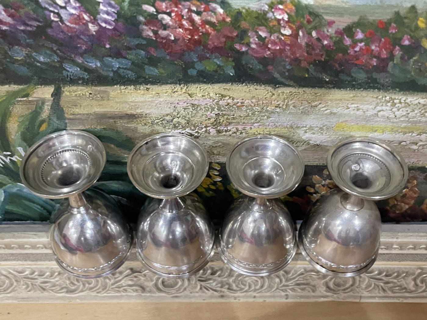 海外回流精品拍卖 法国回流纯银酒杯四只（73.4g，高7cm）
