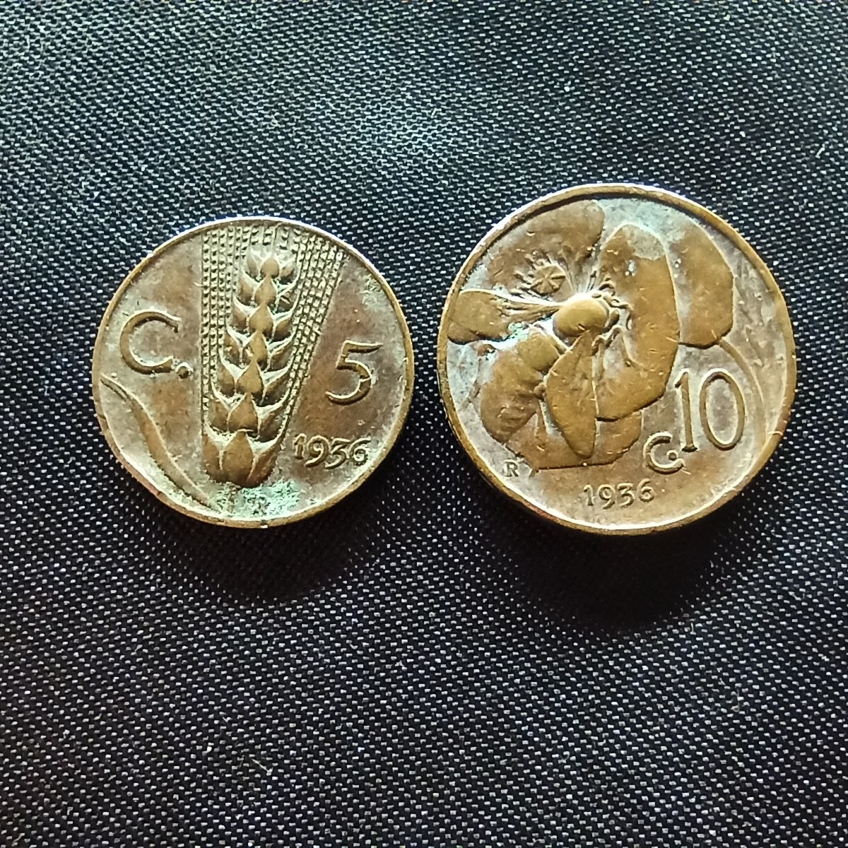 邮泉阁限时拍卖第四场 意大利硬币专场 意大利王国1936年5分10分2枚