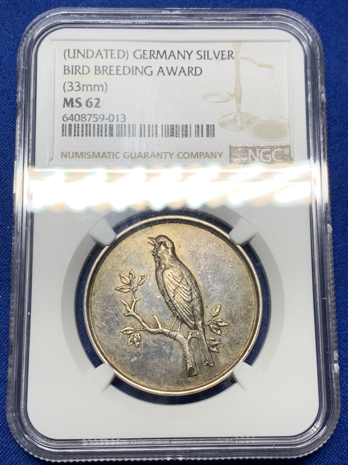 《竞宝斋》第262场-周日，周一，周二 3场连拍 (全场包邮) NGC-MS62 德国鸟类协会银章