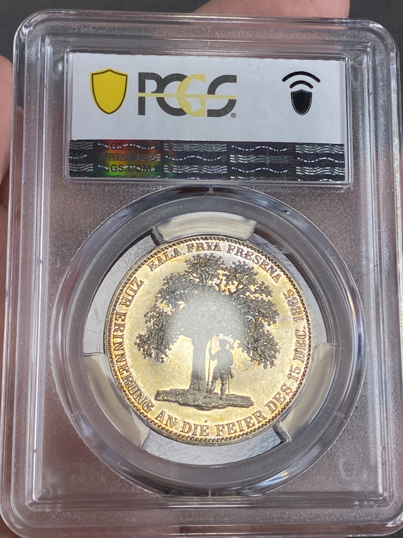 万国钱币拍卖第024期（诸神之战） PCGS MS62PL 1865年德国汉诺威橡树箴言1泰勒 近几年很难再见到BU品质 2000的发行量使得大部分高品都被珍藏住 此枚浑身金彩 高点锋利如刀 绝对是一枚亦藏亦赏亦玩的选择