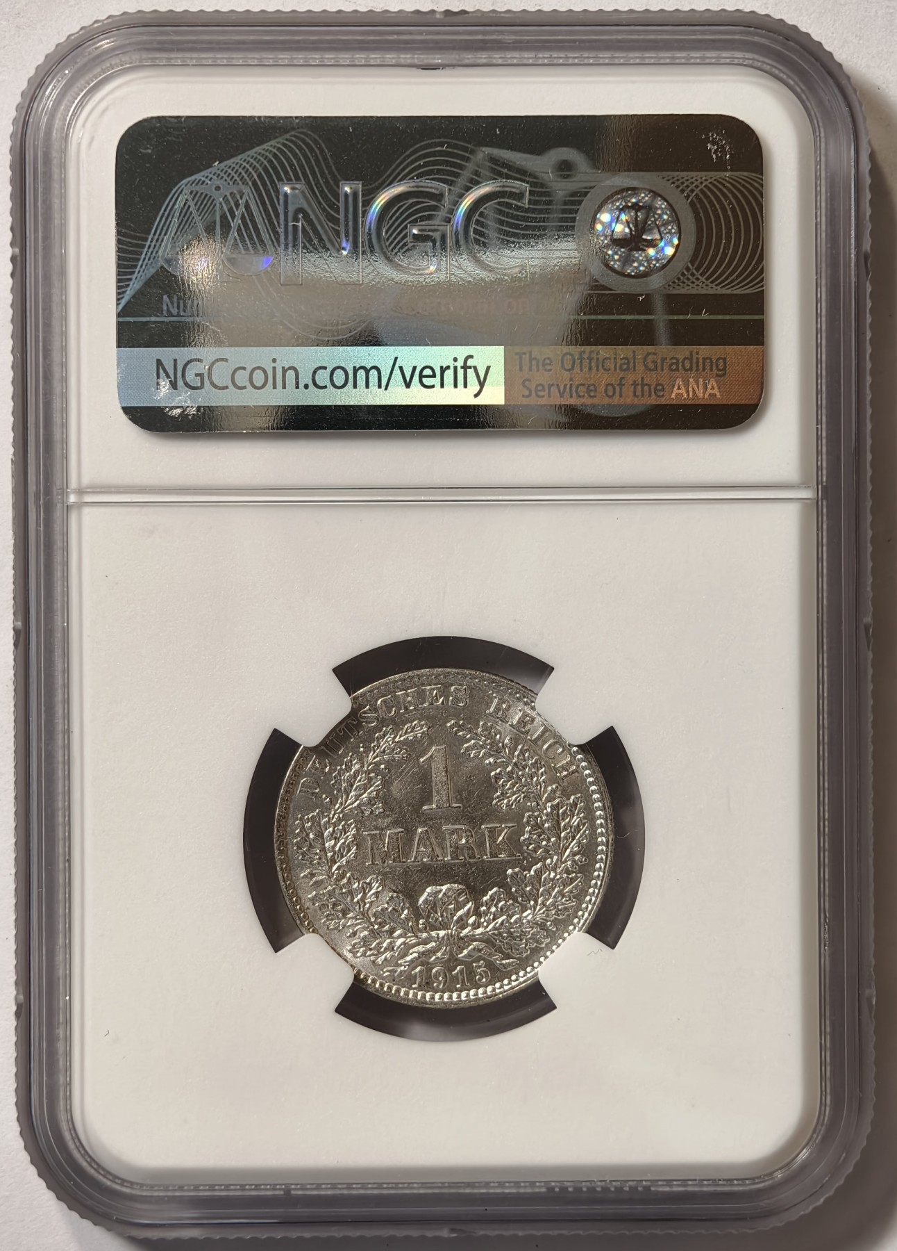 紫瑗钱币——第342期拍卖 德国 1915 J版 第二帝国 1马克 银币 NGC MS61