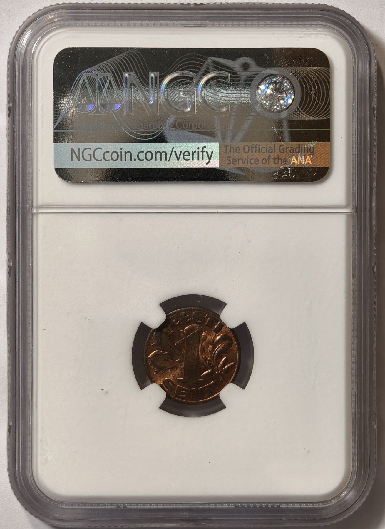 紫瑗钱币——第342期拍卖 爱沙尼亚 1929年 1生丁 铜币 NGC MS62 RB