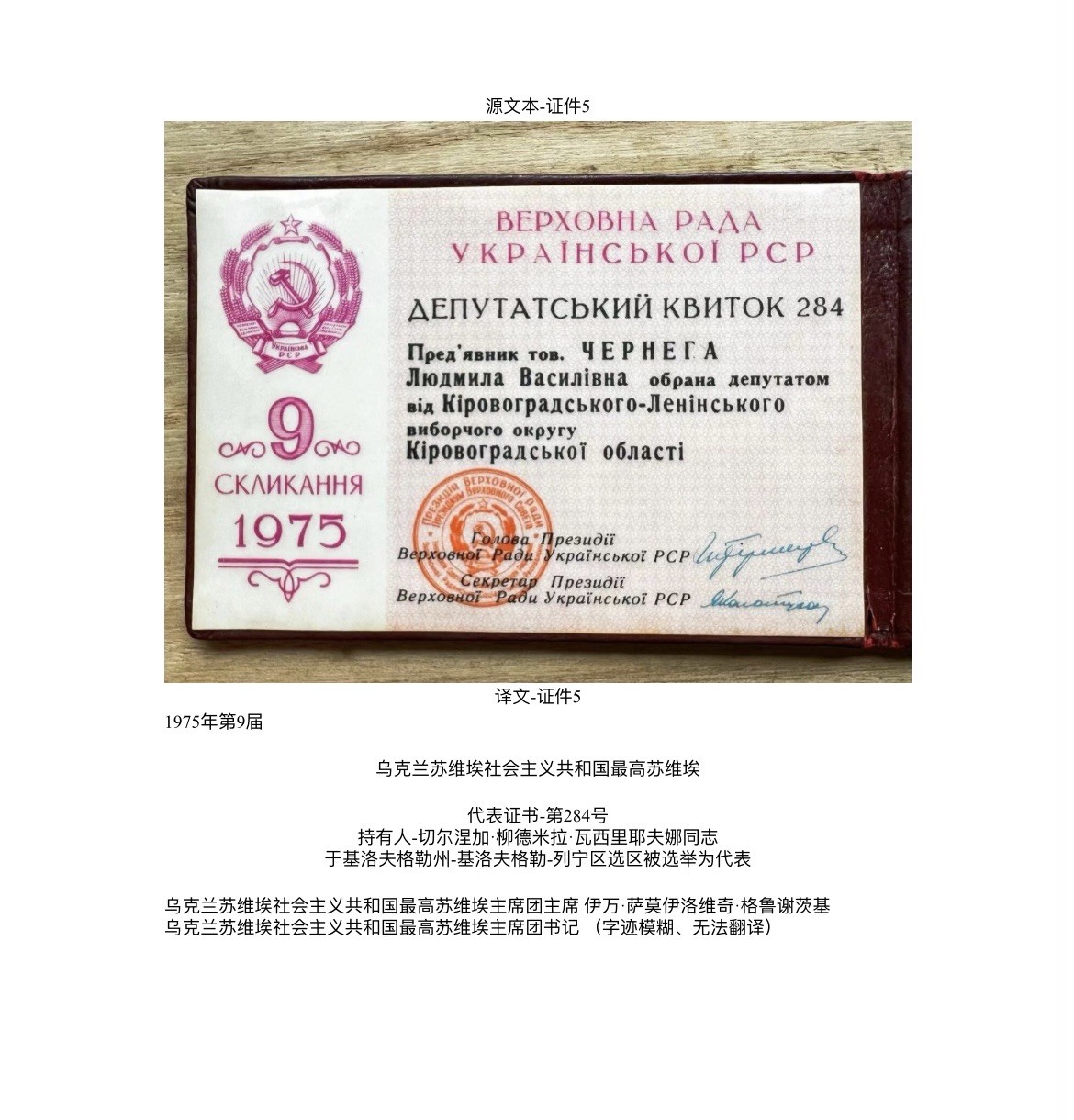 大猫徽章拍 第246期 苏联第9届最高苏维埃民族院乌克兰代表证章 带乘车证和劳动红旗荣誉摄影册 