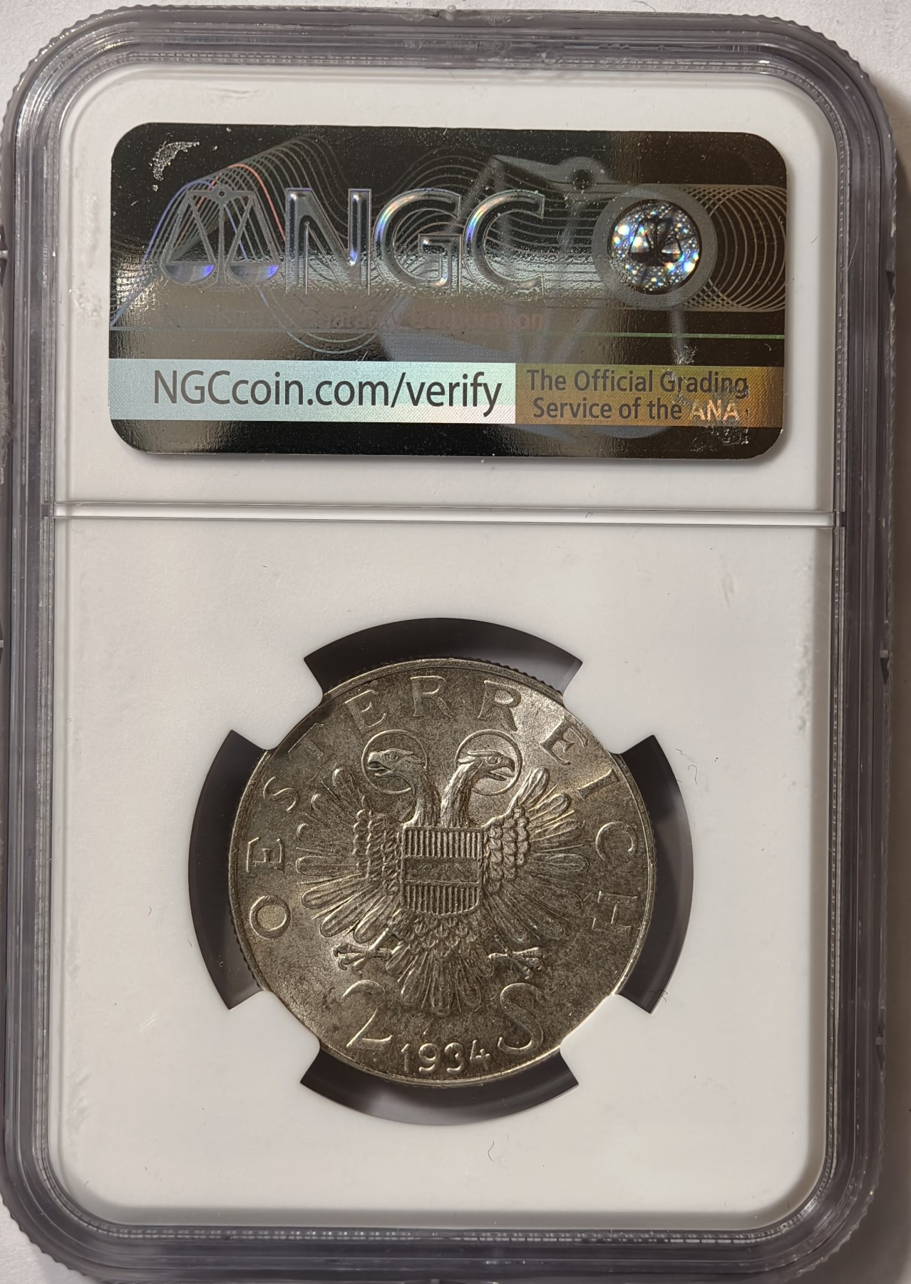紫瑗钱币——第342期拍卖 奥地利 1934年 恩格尔伯特·多尔夫斯 2先令 银币 NGC MS61