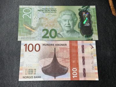 《外钞收藏家》第三百六十三期 - 新西兰最新版20+挪威100克朗 两张一起 全新UNC