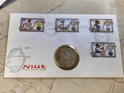 【海寕潮】拍卖第107期 - 【海寧潮】纽埃1987年奥运网球5美元纪念币邮币封
