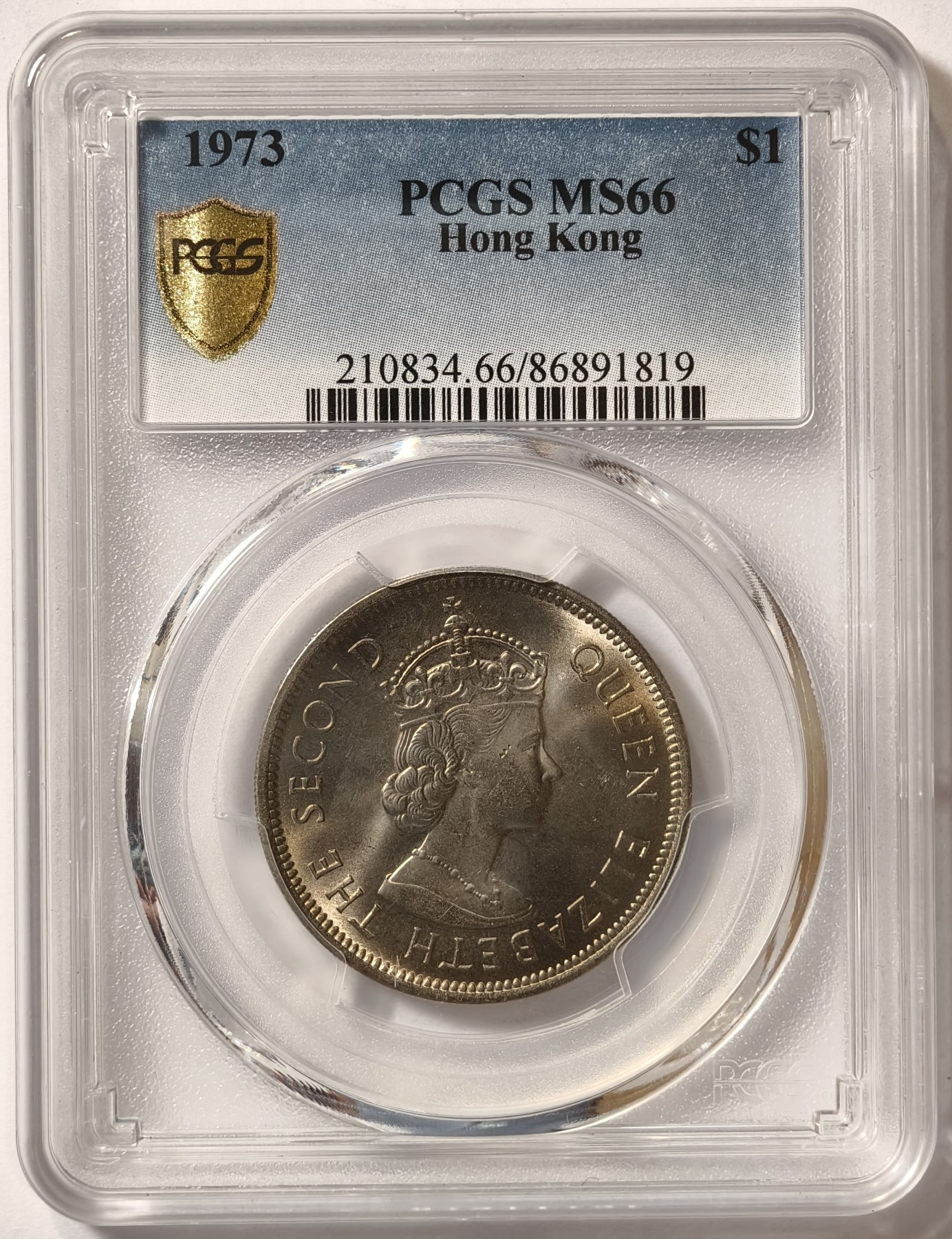 紫瑗钱币——第342期拍卖 香港 1973年 伊丽莎白 大一元 PCGS MS66