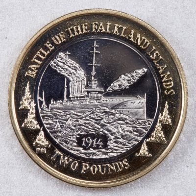 S&S Numismatic世界钱币-拍卖 第80期 - 福克兰群岛2014年 福克兰群岛战役100周年 2英镑双色纪念币