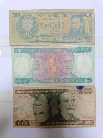 【20230427】非全新纸币第132场 - 南美洲国家3张纸币，有字迹