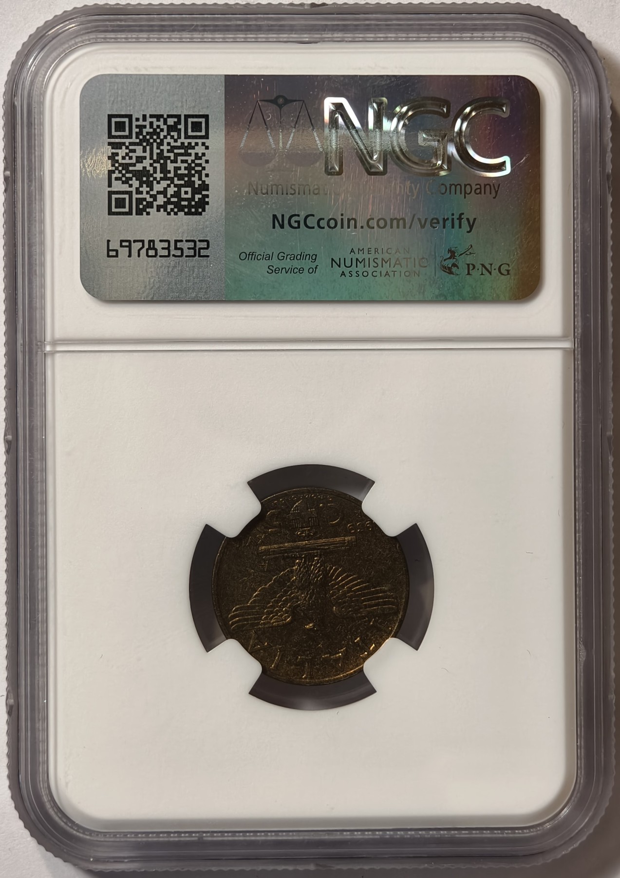 紫瑗钱币——第342期拍卖 意大利 1939年 伊曼纽尔三世 5分 铜币 NGC MS64 RB