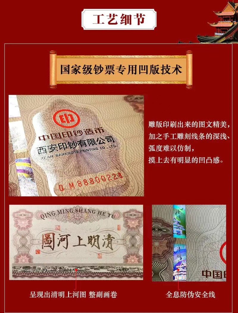 2025第27场（总第227期）：精品连体纪念券专场 九连体缩小版/千位小号1728 西钞“清明上河图”纪念券整版全套豪华水晶炮筒装UNC（发行价1980元）