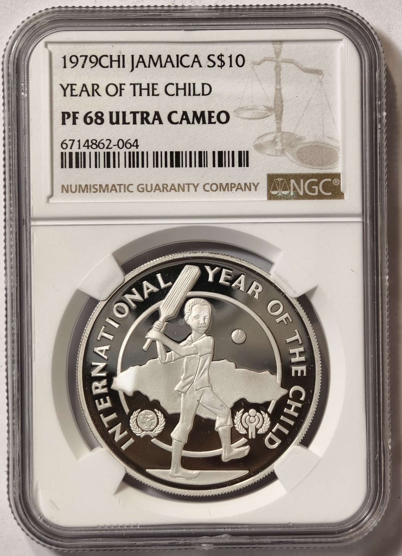 紫瑗钱币——第342期拍卖 牙买加 1979年 国际儿童年 10元 银币 NGC PR68 UC