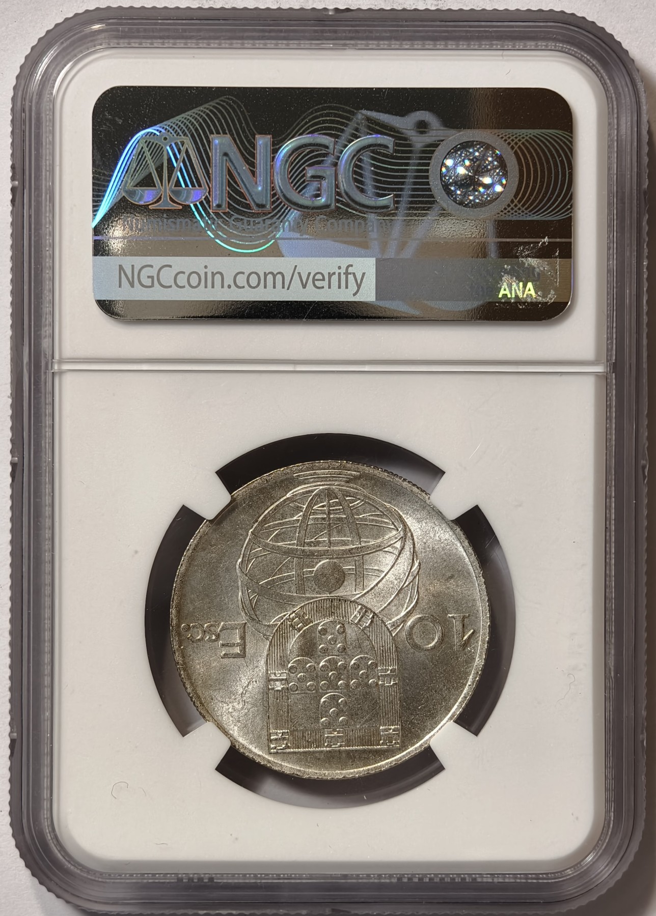 紫瑗钱币——第360期拍卖 葡萄牙 1954年 帆船  10埃斯库多 银币 NGC  MS64