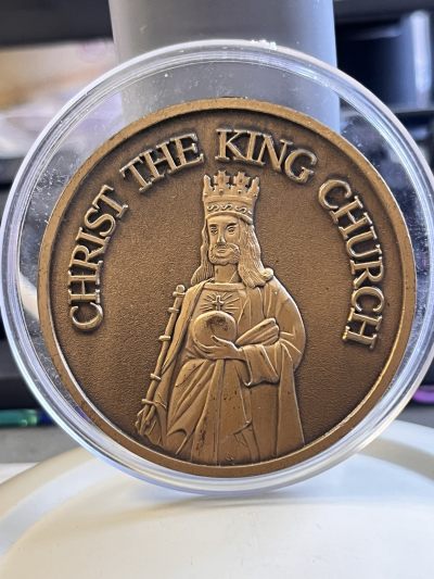 【海寕潮】拍卖第107期 - 【海寧潮】波兰基督王纪念铜章，直径63毫米，重90.41克