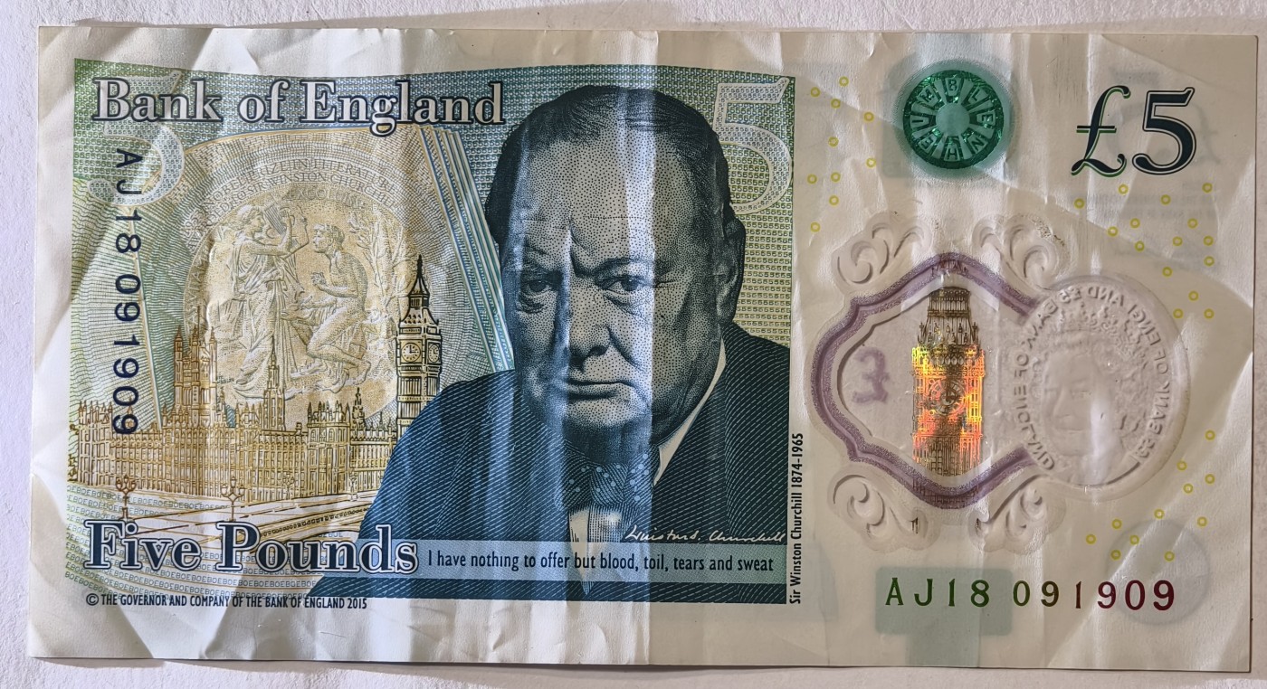 紫瑗钱币——第343期拍卖——纸币场 英国 2015年 伊丽莎白二世 丘吉尔 5英镑 塑料钞 流通品