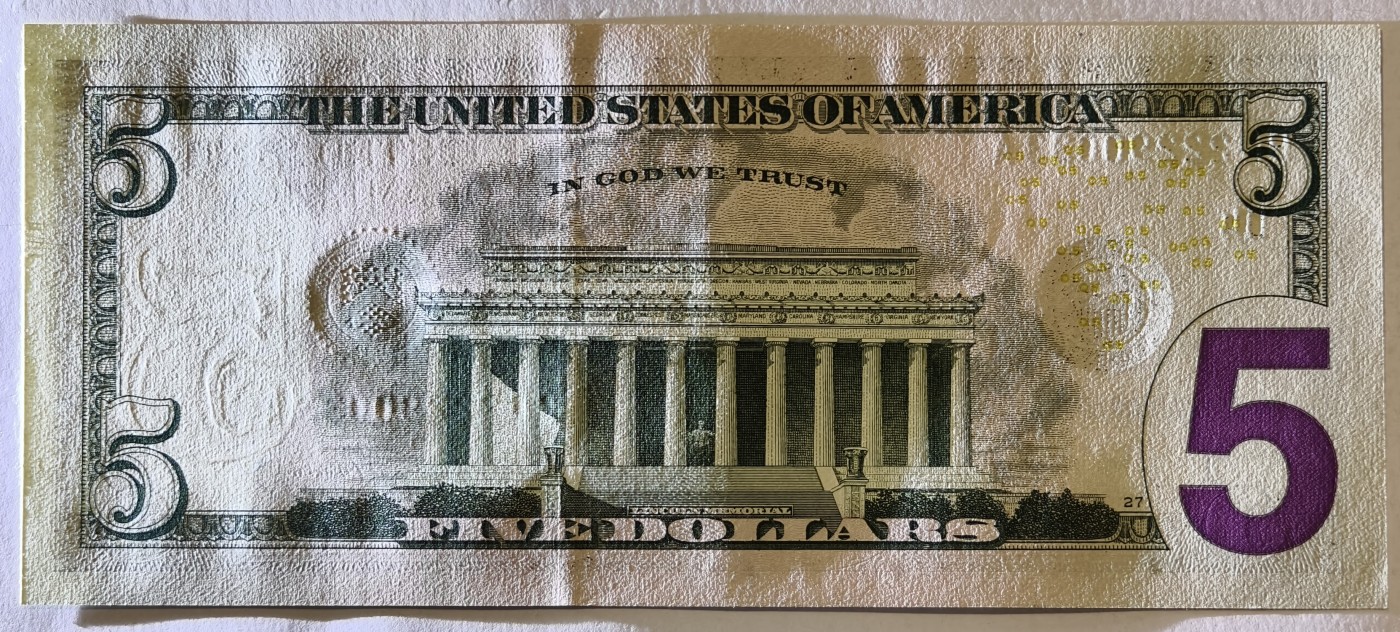 紫瑗钱币——第343期拍卖——纸币场 【双尾3】美国 2017年 A版 无序列 亚伯拉罕·林肯 5美元 彩色版 UNC