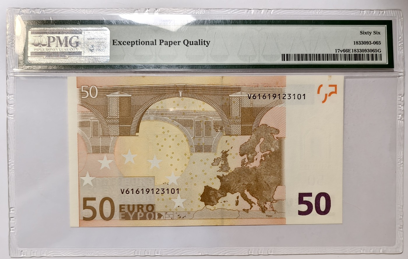 紫瑗钱币——第343期拍卖——纸币场 【PMG 66EPQ】西班牙 2002年 柏林大教堂 三签 50欧元 (P-17V)