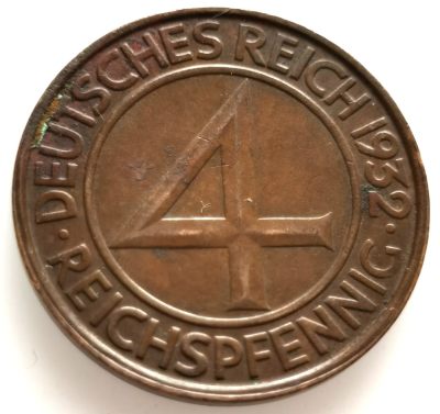 外国散币20240426场次（中拍皆有赠品），每周两拍，可寄存半年 - 德国1932年4芬尼G版