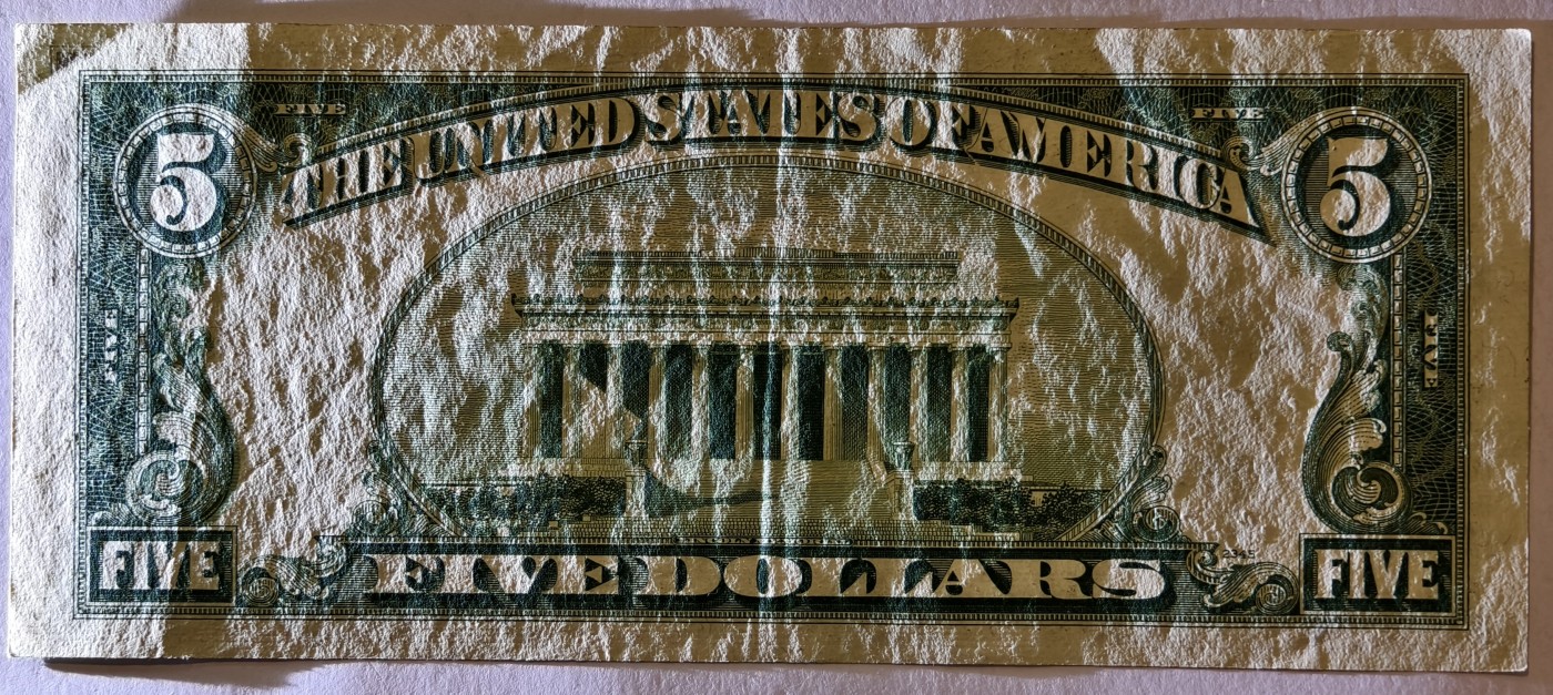 紫瑗钱币——第343期拍卖——纸币场 美国 1953年 A序列 亚伯拉罕·林肯 5美元 蓝印 银元券 流通品