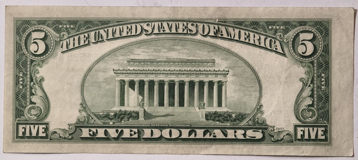 紫瑗钱币——第343期拍卖——纸币场 美国 1953年 A序列 亚伯拉罕·林肯 5美元 蓝印 银元券 AU