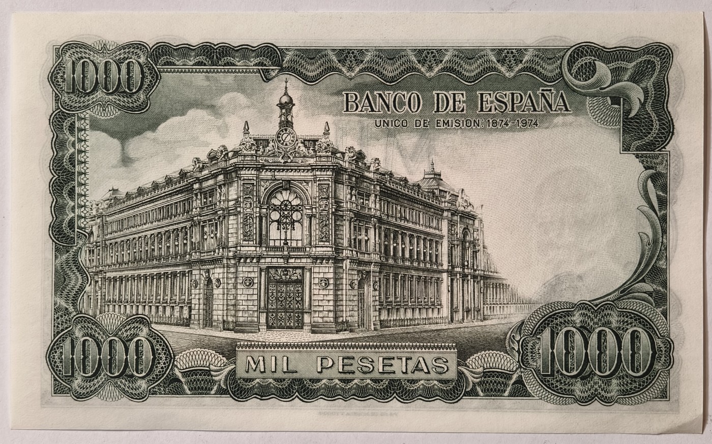 紫瑗钱币——第343期拍卖——纸币场 西班牙 1971(1974)年 何塞·埃切加赖 1000比塞塔 UNC (P-154)