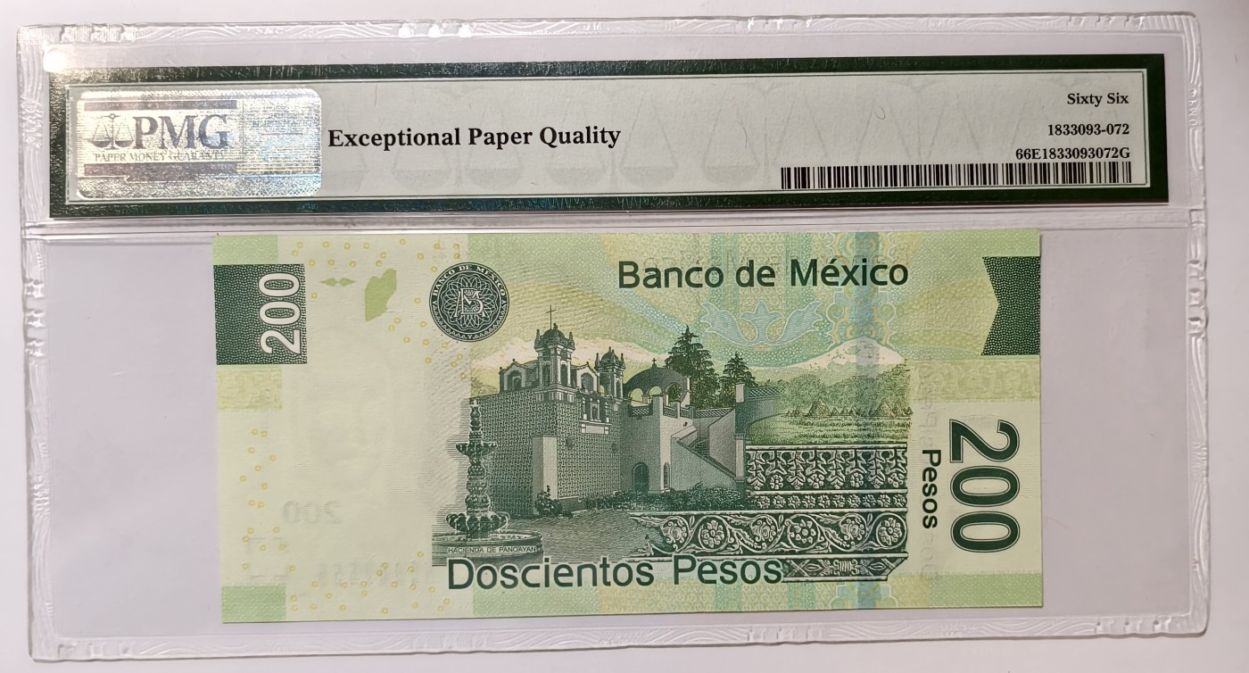 紫瑗钱币——第343期拍卖——纸币场 【PMG 66EPQ 豹子号5】墨西哥 2013年 胡安娜·伊内斯·德·拉·克鲁兹 200比索 