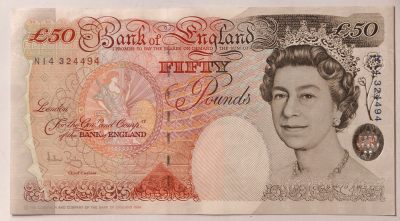 紫瑗钱币——第343期拍卖——纸币场 - 英国 1994年 E序列 英格兰银行第一任行长 约翰·霍布伦 50英镑 UNC