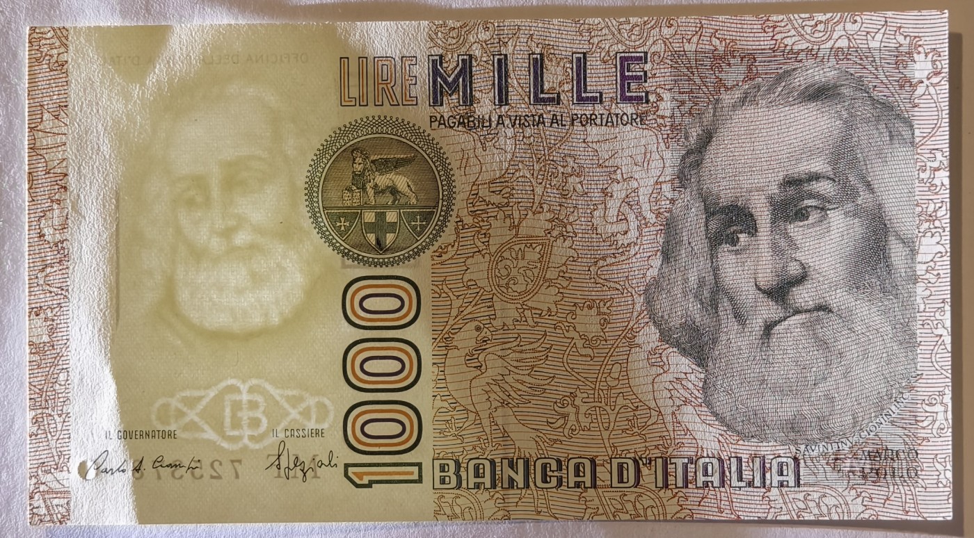 紫瑗钱币——第343期拍卖——纸币场 意大利 1982年 达·芬奇 1000里拉 UNC