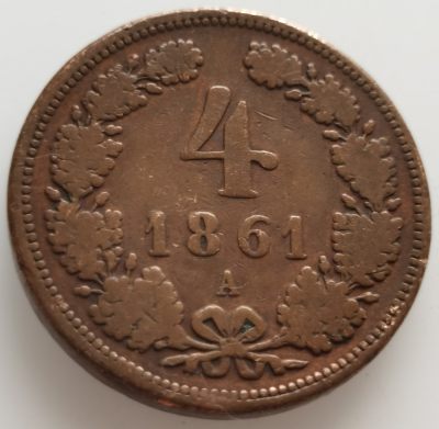 外国散币20240426场次（中拍皆有赠品），每周两拍，可寄存半年 - 奥匈帝国1861年4克鲁泽A版大铜币