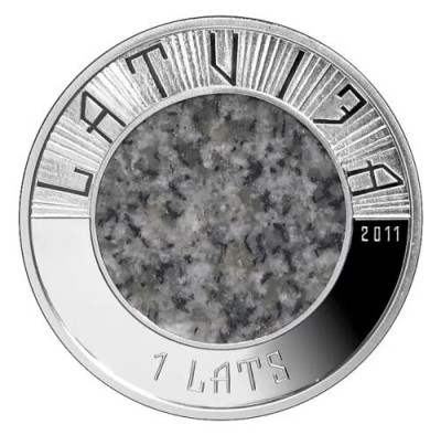 【海寕潮】拍卖第107期 - 【海寧潮】获奖拉脱维亚2011年特有天然花刚岩石纪念银币