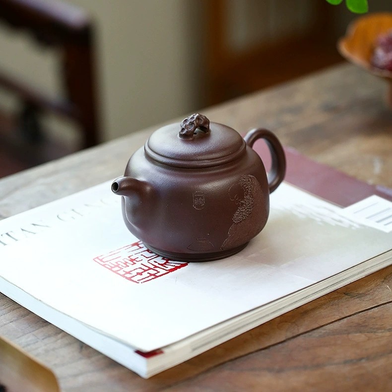 350毫升【大品禅悟】宜兴紫砂壶茶壶德钟水平西施汉瓦仿古小品