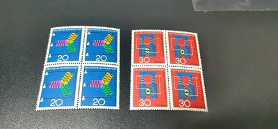 🔥套票🔥德国邮票专场，都是四方联套票 - 德国邮票四方连一套，1966年发行，科技进步  三相电  西门子，品相如图