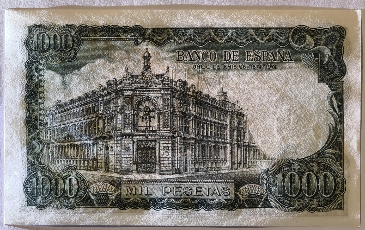紫瑗钱币——第343期拍卖——纸币场 西班牙 1971(1974)年 何塞·埃切加赖 1000比塞塔 UNC (P-154)