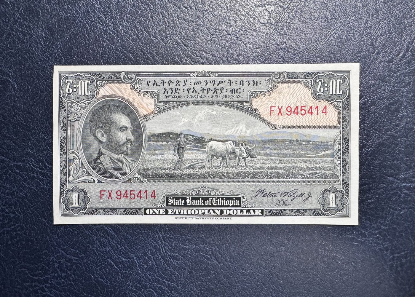 收藏联盟Quantum Auction 第341期拍卖  埃塞俄比亚1945年1元 品相全新UNC 海尔塞拉西一世