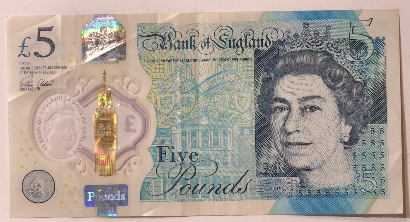 紫瑗钱币——第343期拍卖——纸币场 英国 2015年 伊丽莎白二世 丘吉尔 5英镑 塑料钞 流通品