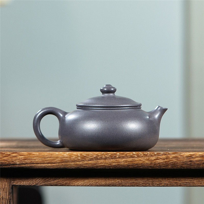 180㏄【收藏级】天青泥宜兴紫砂壶茶壶德钟水平西施汉瓦仿古小品