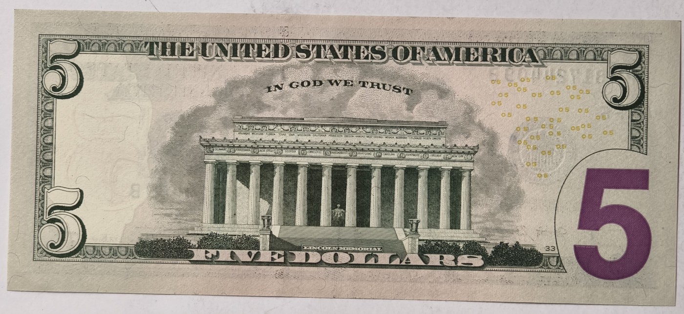 紫瑗钱币——第343期拍卖——纸币场 美国 2017年 F版 无序列 亚伯拉罕·林肯 5美元 彩色版 UNC