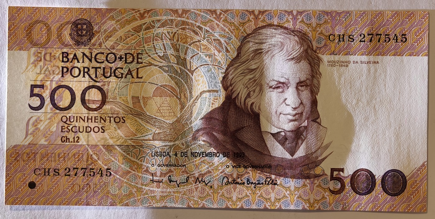 紫瑗钱币——第373期拍卖——纸币场 葡萄牙 1993年 11月4日 莫西尼奥 500埃斯库多 UNC (P-180f)
