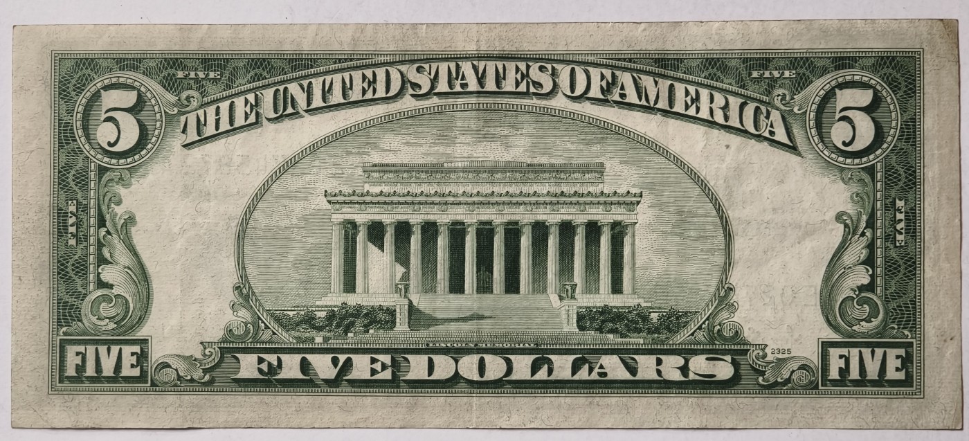 紫瑗钱币——第343期拍卖——纸币场 美国 1953年 A序列 亚伯拉罕·林肯 5美元 蓝印 银元券 AU