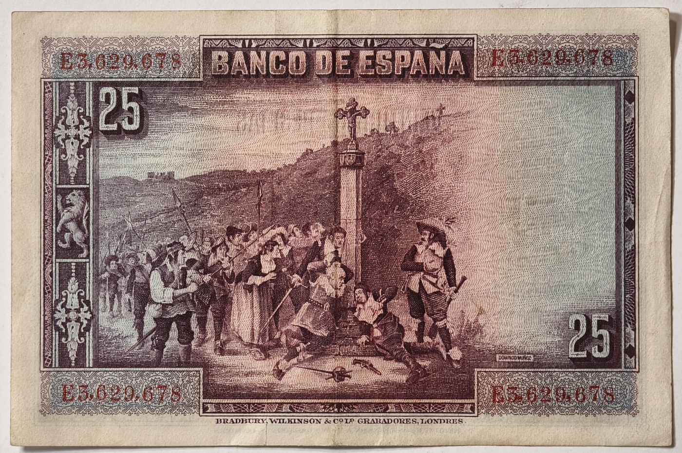 紫瑗钱币——第387期拍卖——纸币场 西班牙 1928年 卡尔德隆 25比塞塔 流通品 (P-74b)