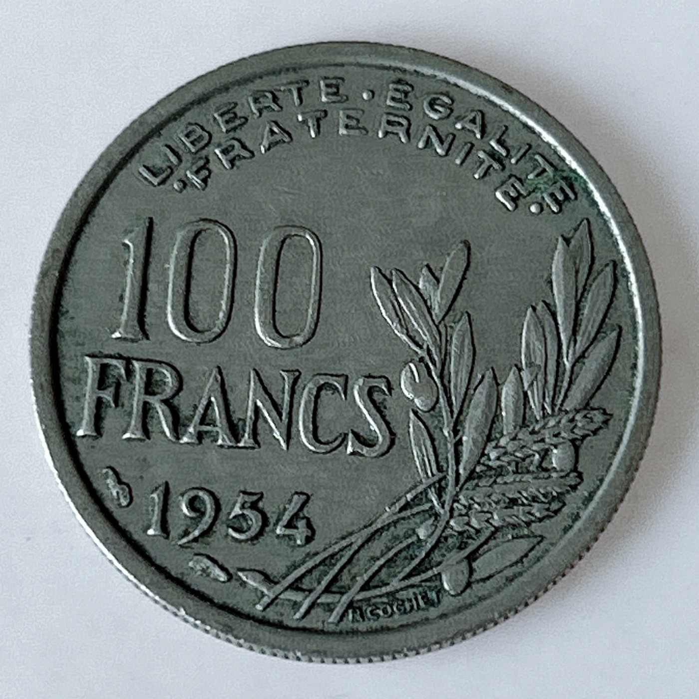 海外回流1元起拍小铺 各国钱币散币场 第11期 法国1954年100法郎 火炬
