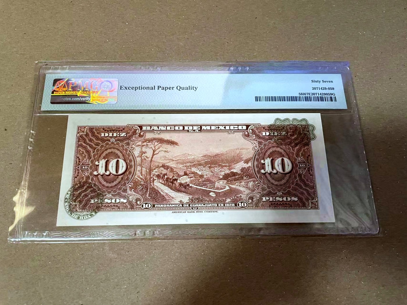 【Blue Auction】✨世界纸币精拍第468期【精】 【一组6张 999598全同号】墨西哥 1967-73年1-100比索 PMG67EPQ-66EPQ 设计精美