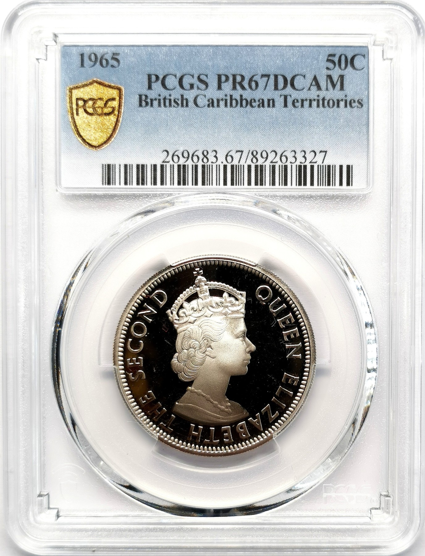 凡希社世界钱币微拍第二百六十七期 1965英属加勒比领地50分精铸PCGS-PR67DCAM